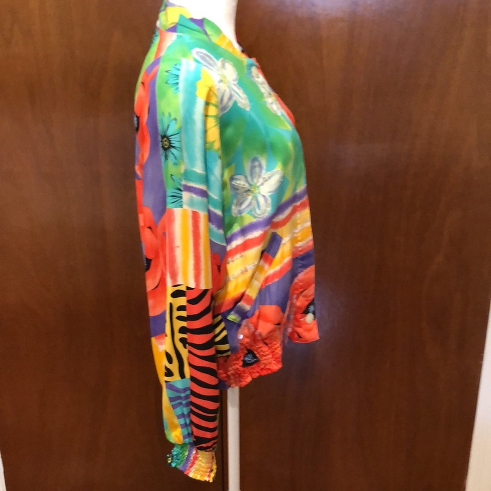 Vintage Diane Gilman Silk Floral Tiger Striped  Sequins Jacket -NWOT